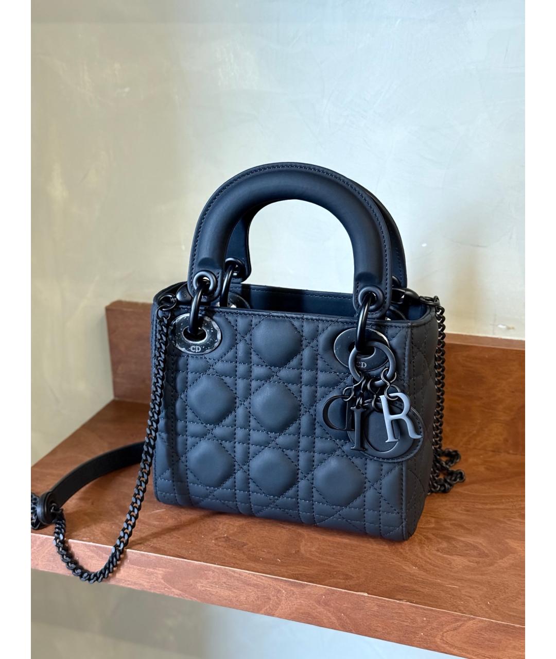 CHRISTIAN DIOR Черная кожаная сумка с короткими ручками, фото 3