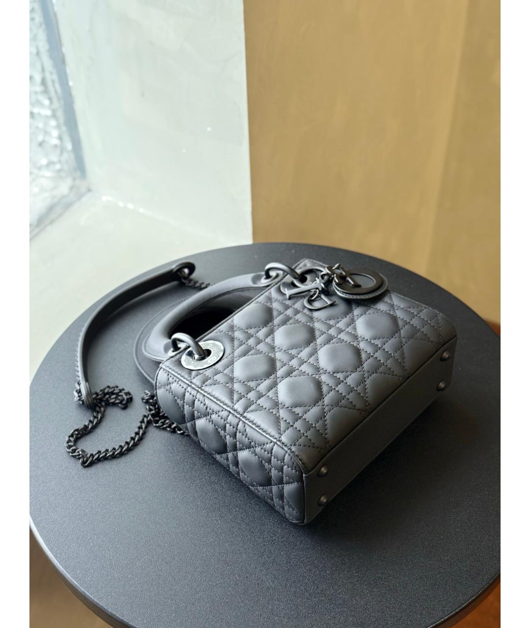 CHRISTIAN DIOR Черная кожаная сумка с короткими ручками, фото 8