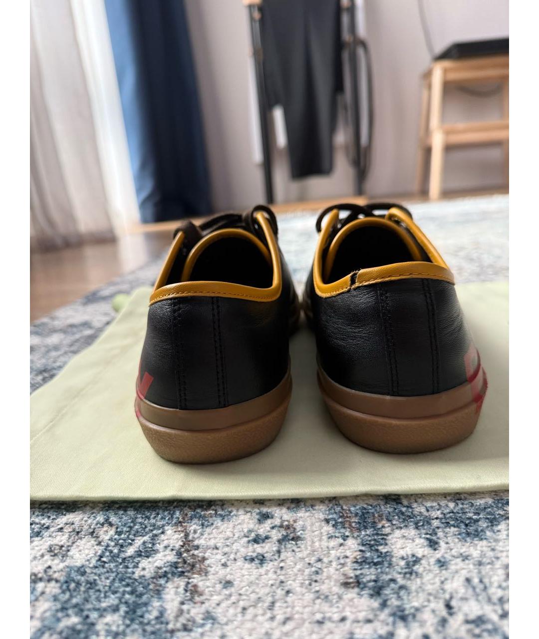 BURBERRY Черные кожаные низкие кроссовки / кеды, фото 3