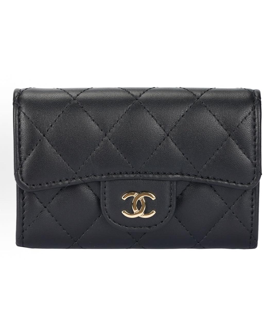 CHANEL Черный кожаный кошелек, фото 4