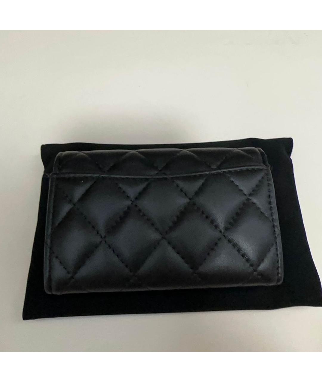 CHANEL Черный кожаный кошелек, фото 3