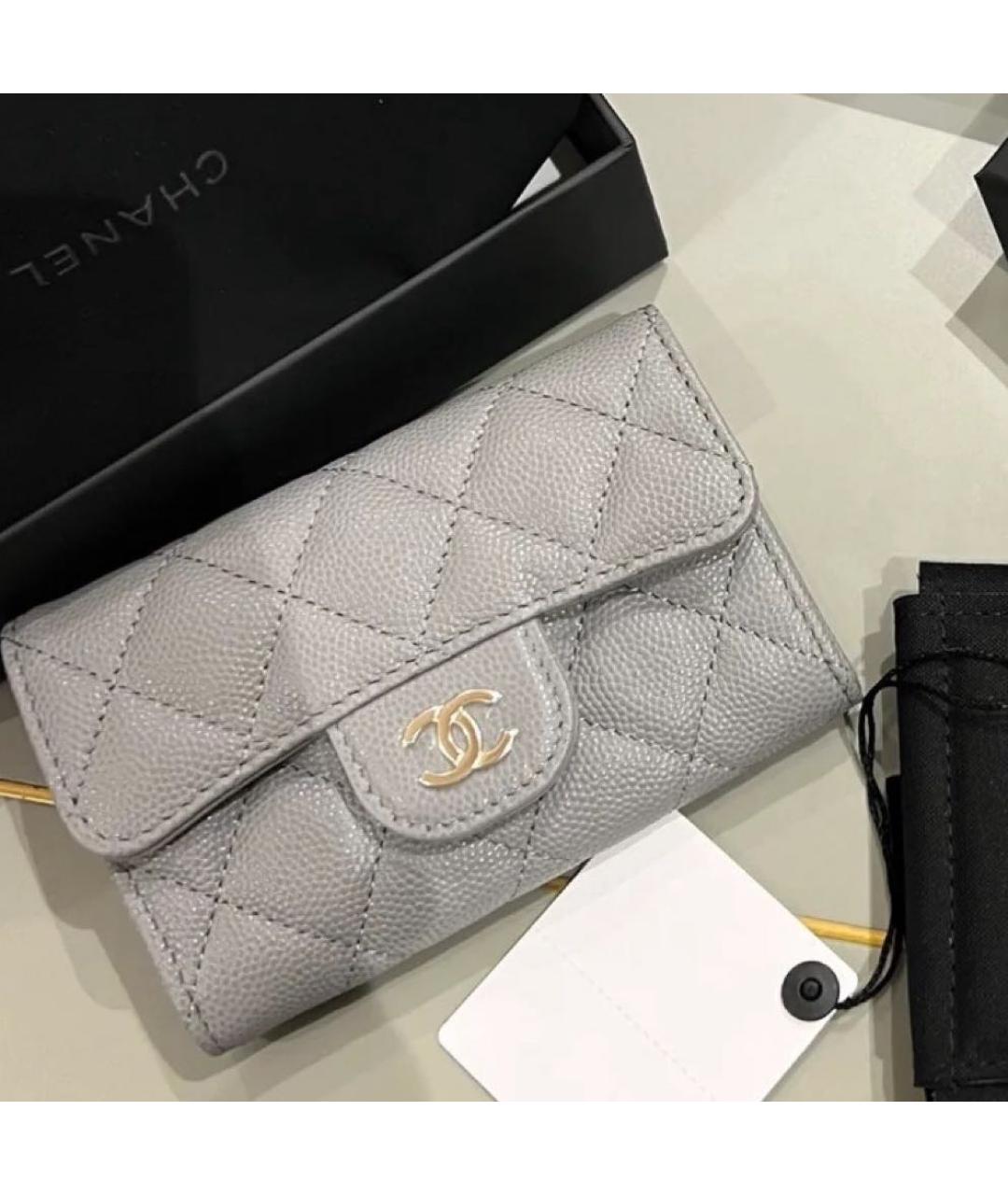 CHANEL Серый кожаный кошелек, фото 3