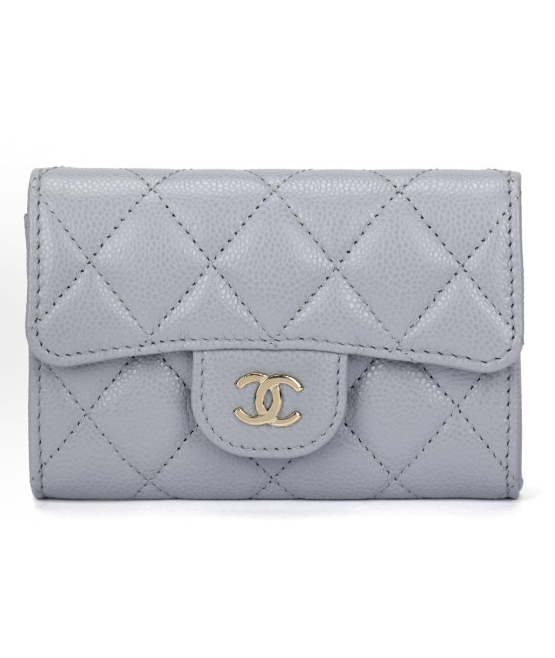 CHANEL Серый кожаный кошелек, фото 4