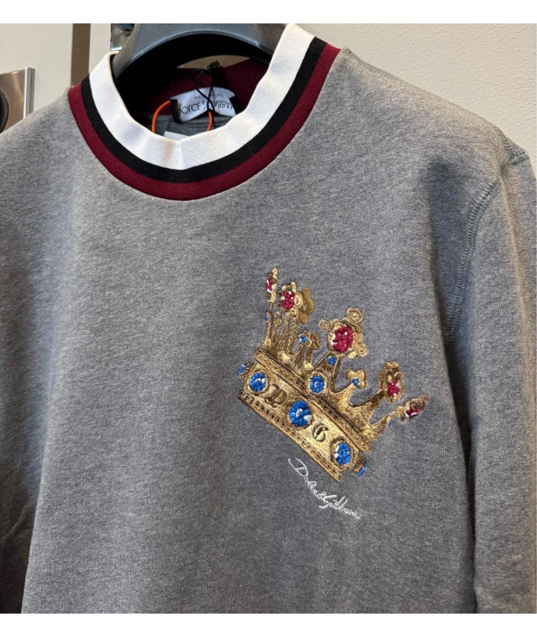 DOLCE&GABBANA Серый хлопковый джемпер / свитер, фото 3