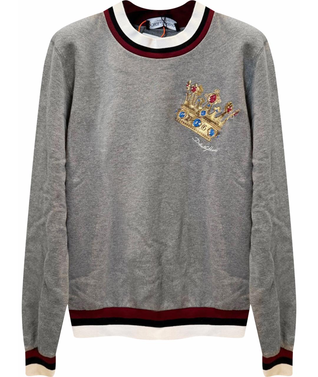 DOLCE&GABBANA Серый хлопковый джемпер / свитер, фото 1