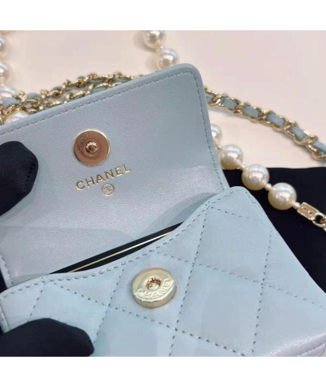 CHANEL Голубая кожаная поясная сумка, фото 2