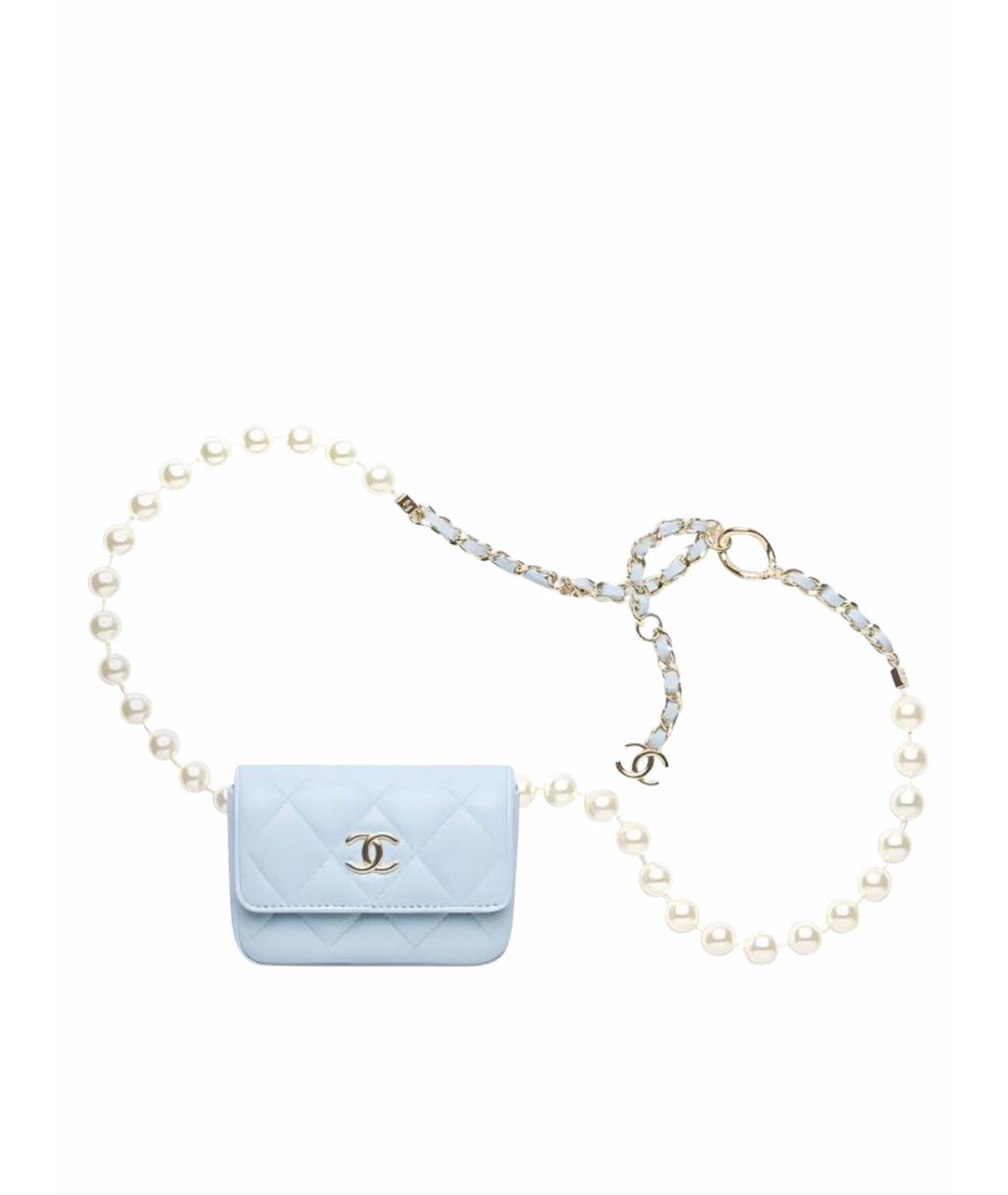 CHANEL Голубая кожаная поясная сумка, фото 1