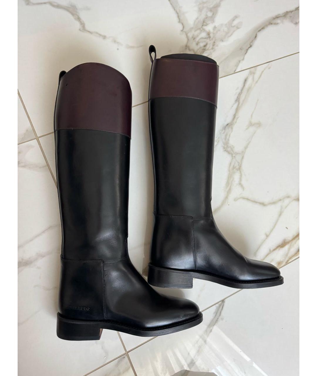 DSQUARED2 Черные кожаные сапоги, фото 5