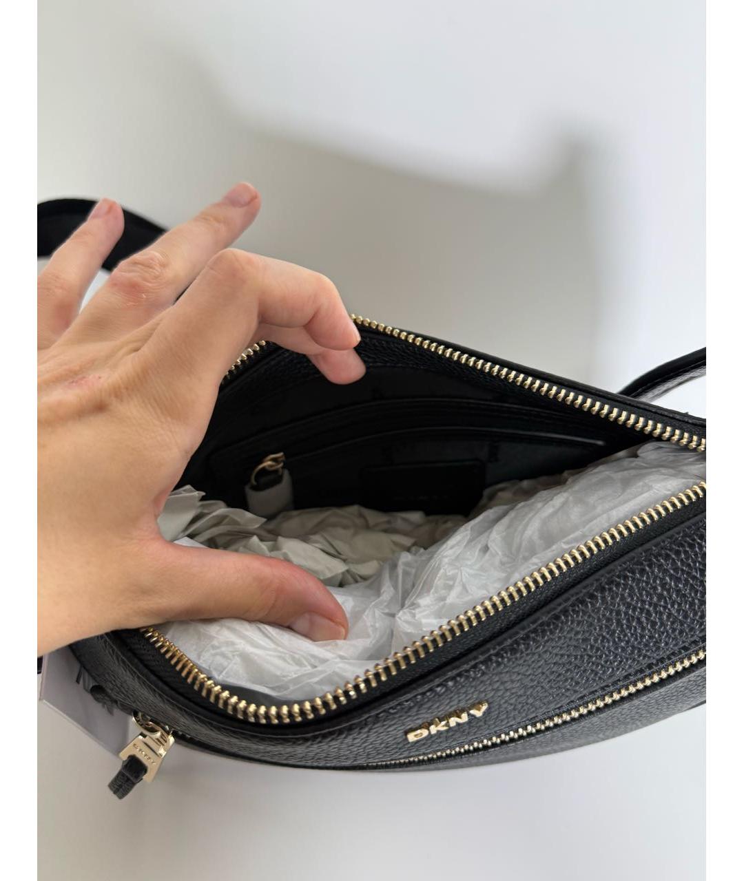 DKNY Черная сумка через плечо из искусственной кожи, фото 4