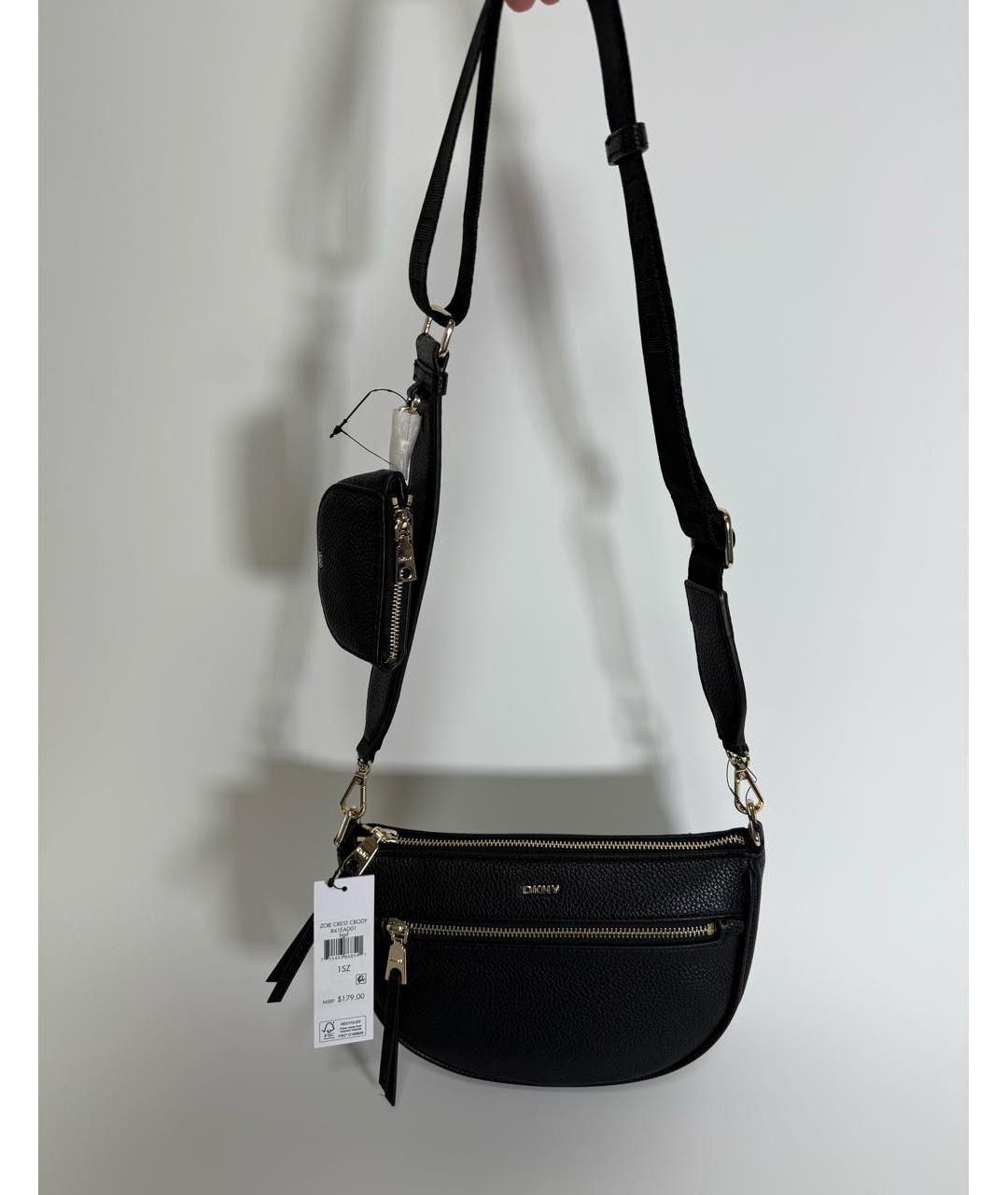 DKNY Черная сумка через плечо из искусственной кожи, фото 5