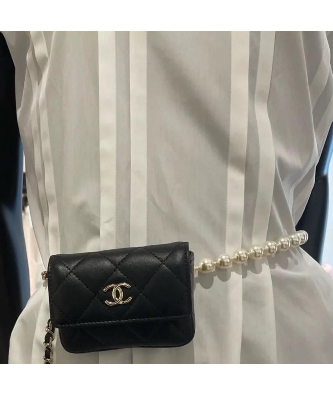 CHANEL Черная кожаная поясная сумка, фото 3