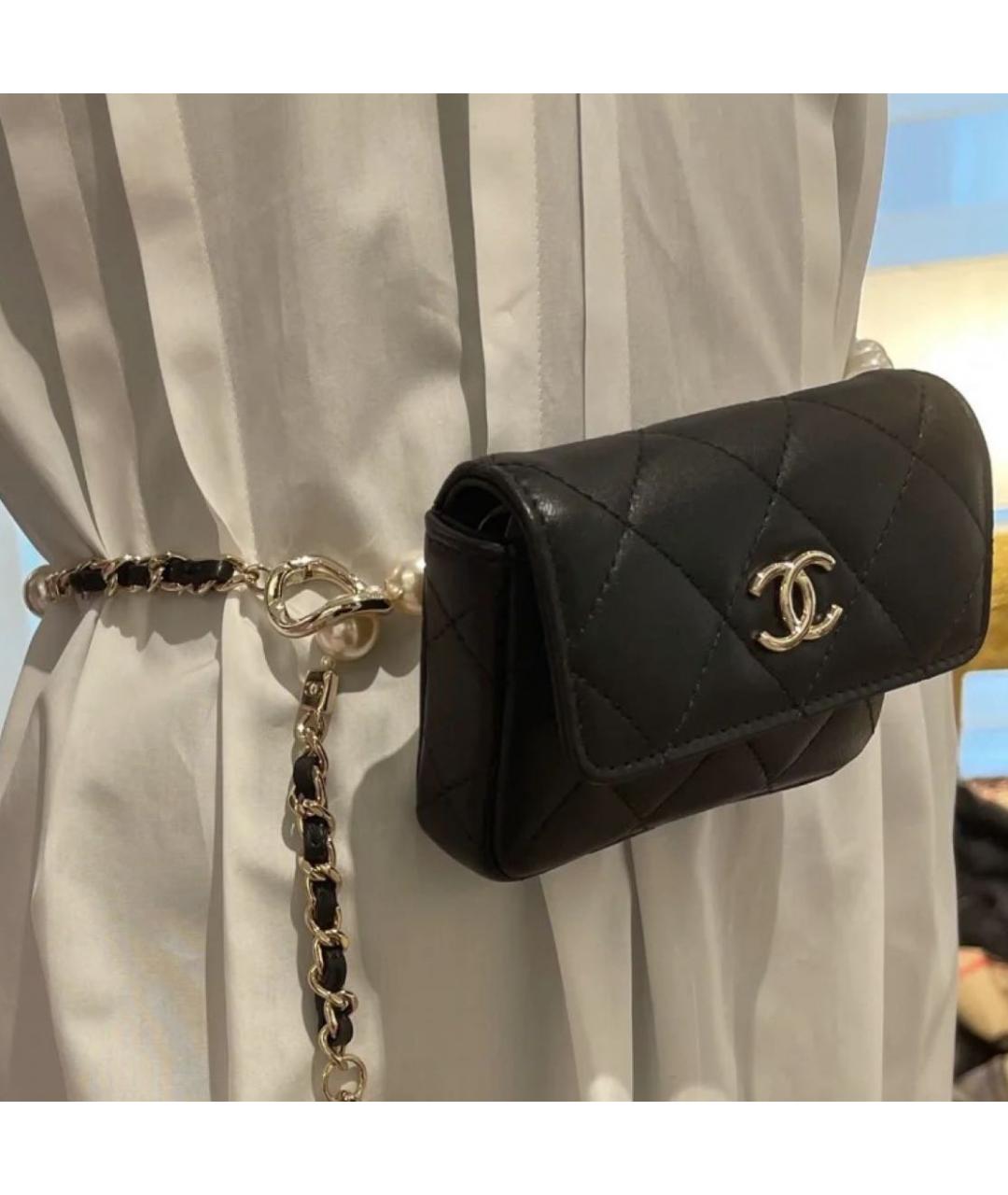 CHANEL Черная кожаная поясная сумка, фото 4
