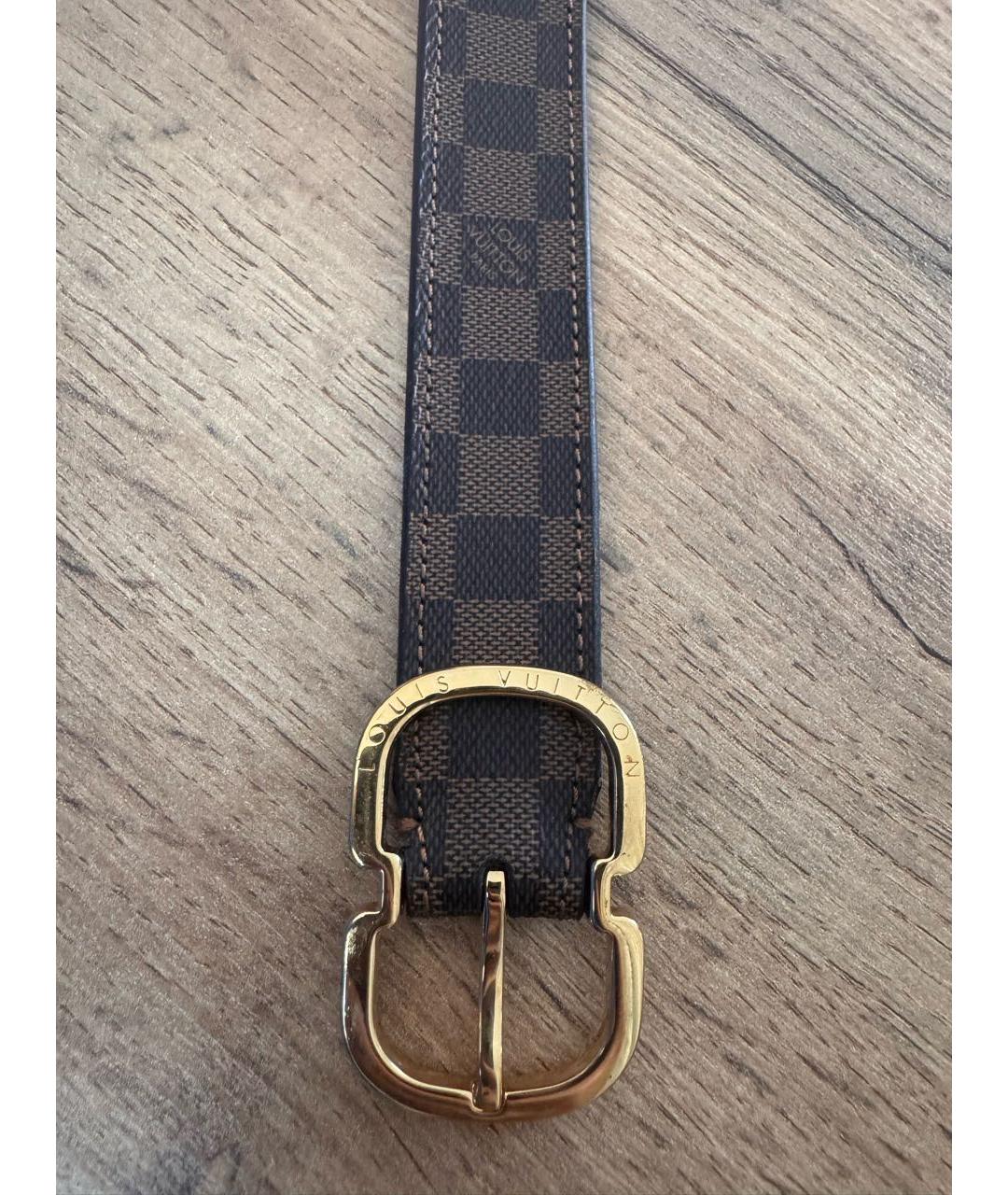 LOUIS VUITTON Коричневый кожаный ремень, фото 5