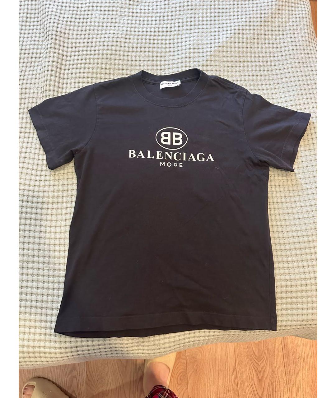 BALENCIAGA Черная хлопко-эластановая футболка, фото 5