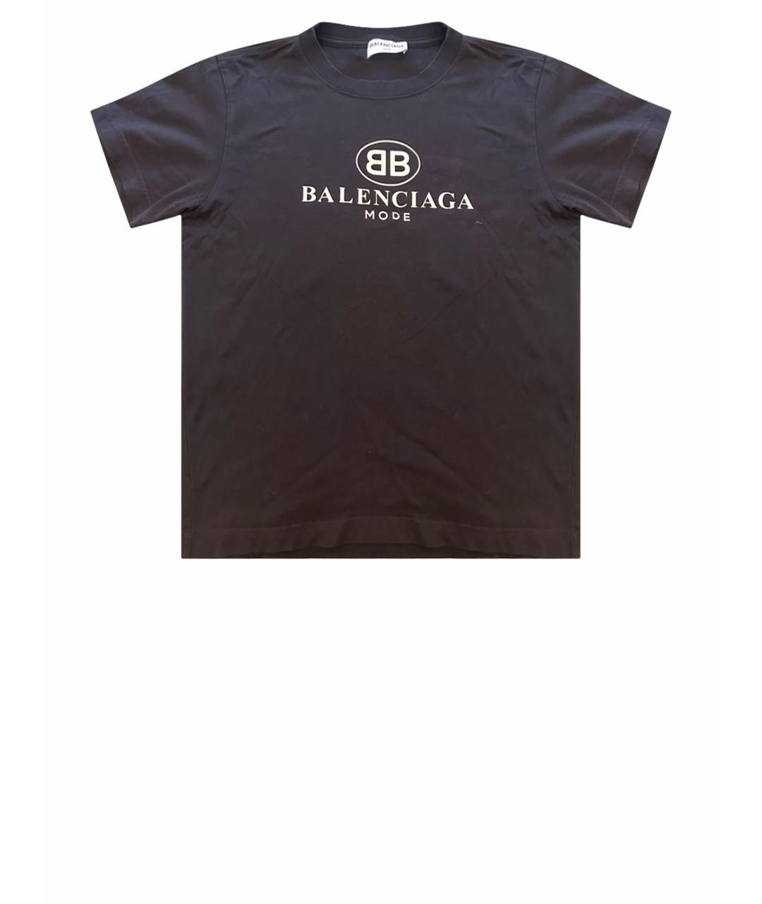 BALENCIAGA Черная хлопко-эластановая футболка, фото 1