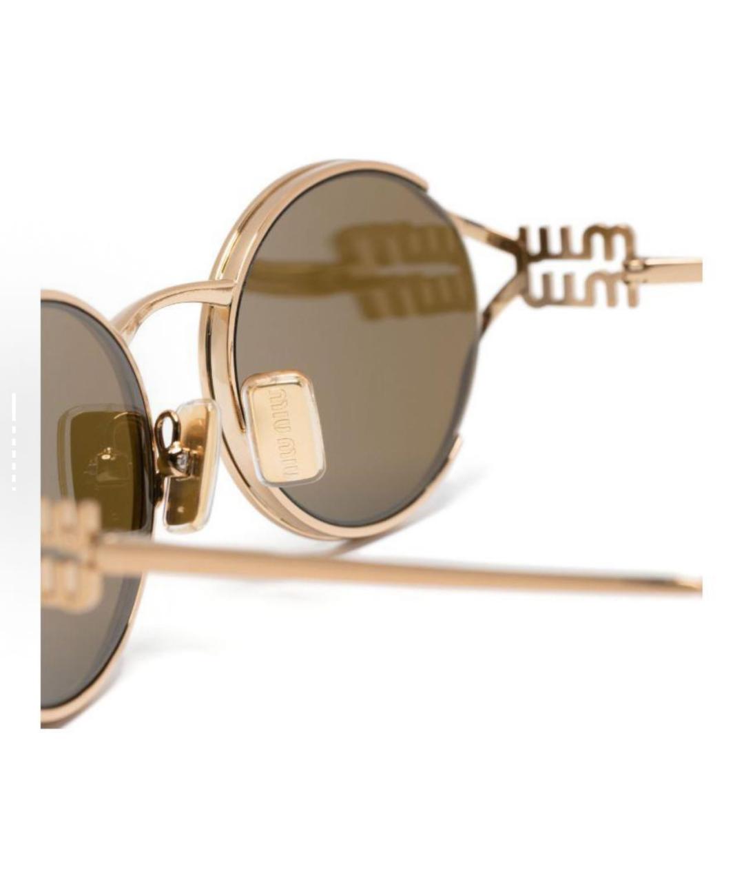 MIU MIU Золотые металлические солнцезащитные очки, фото 4