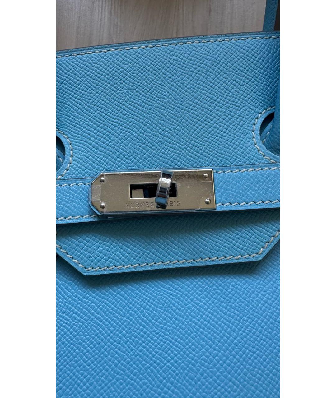 HERMES Голубая кожаная сумка тоут, фото 7