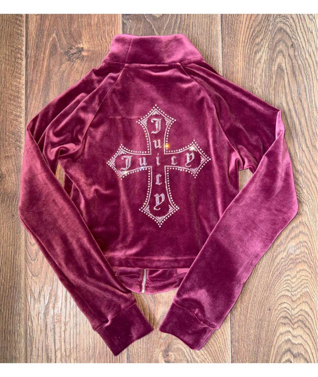JUICY COUTURE Бордовый велюровый костюм с брюками, фото 3