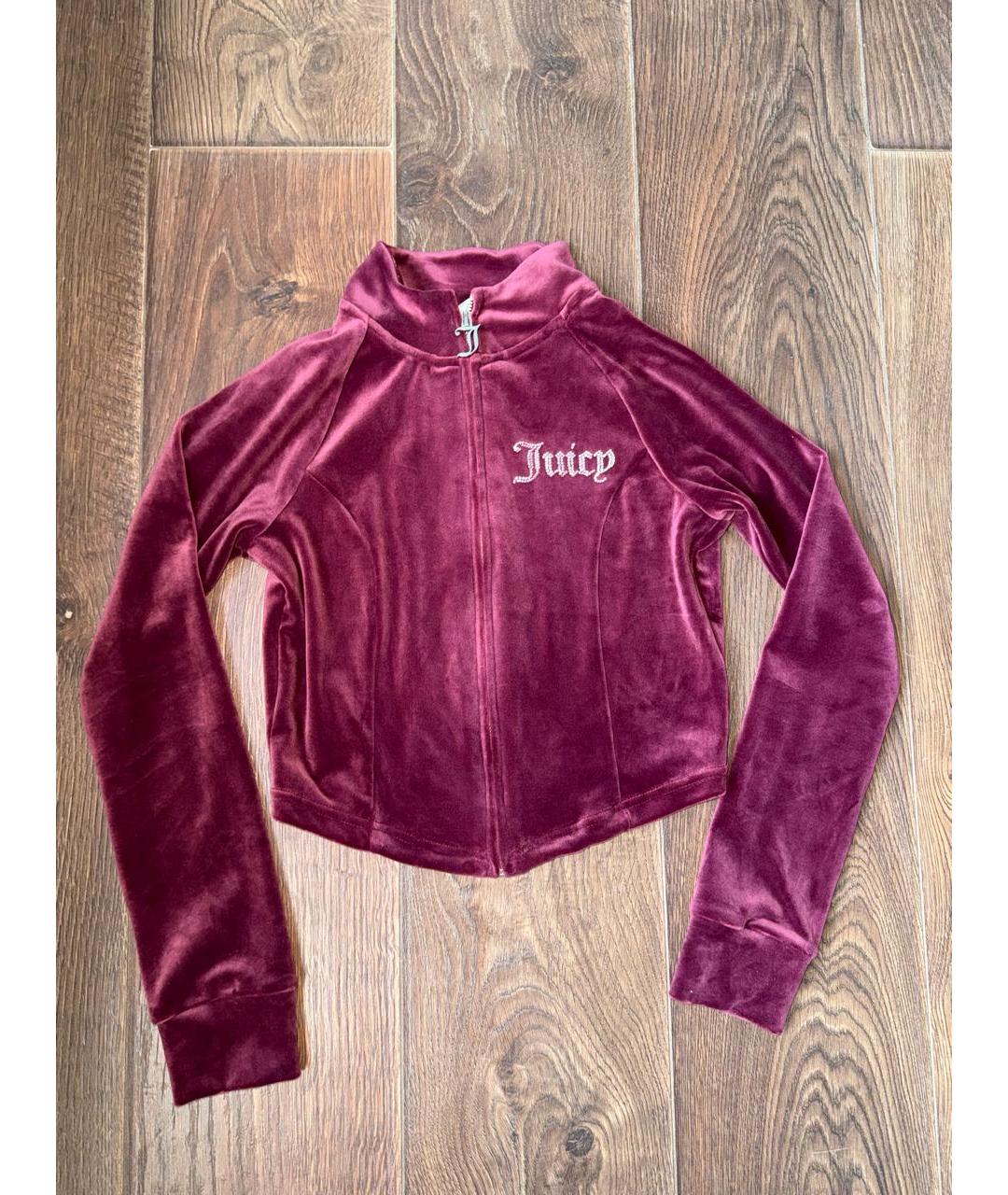JUICY COUTURE Бордовый велюровый костюм с брюками, фото 9