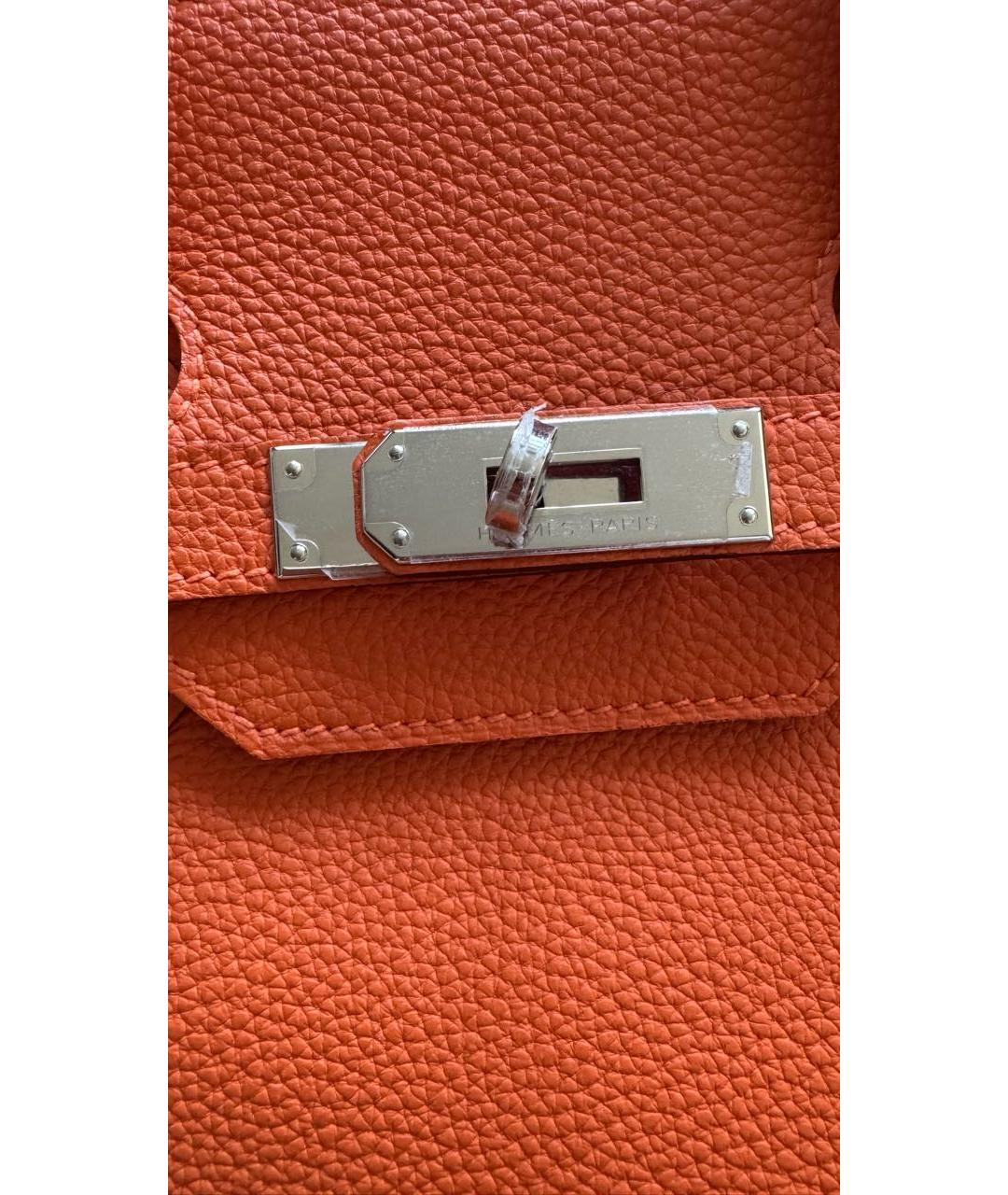 HERMES Оранжевая кожаная сумка тоут, фото 5