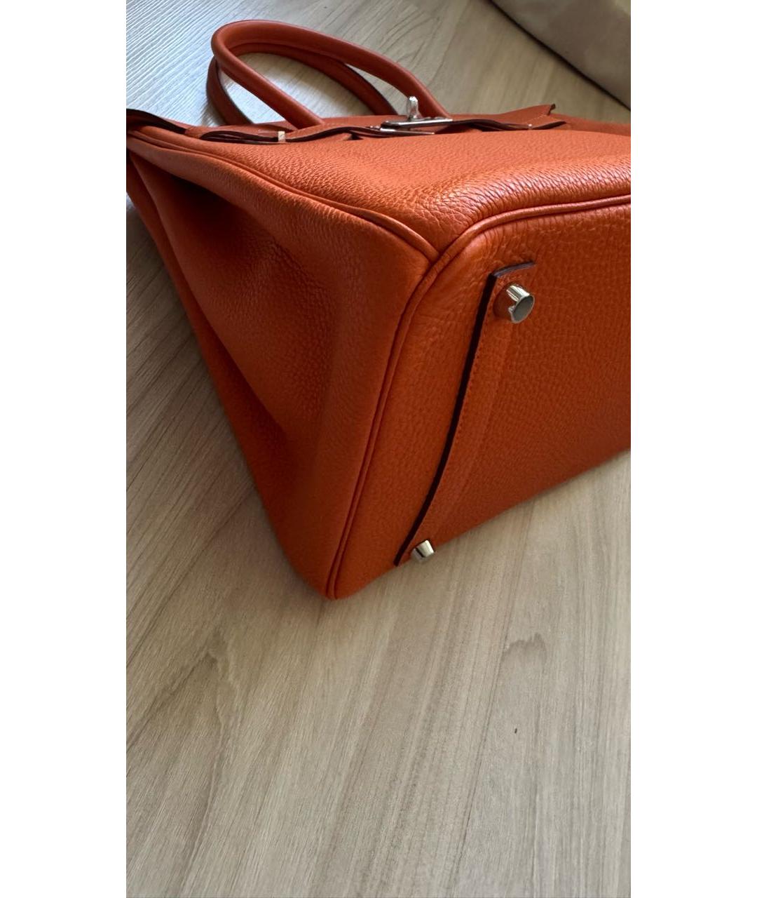 HERMES Оранжевая кожаная сумка тоут, фото 4