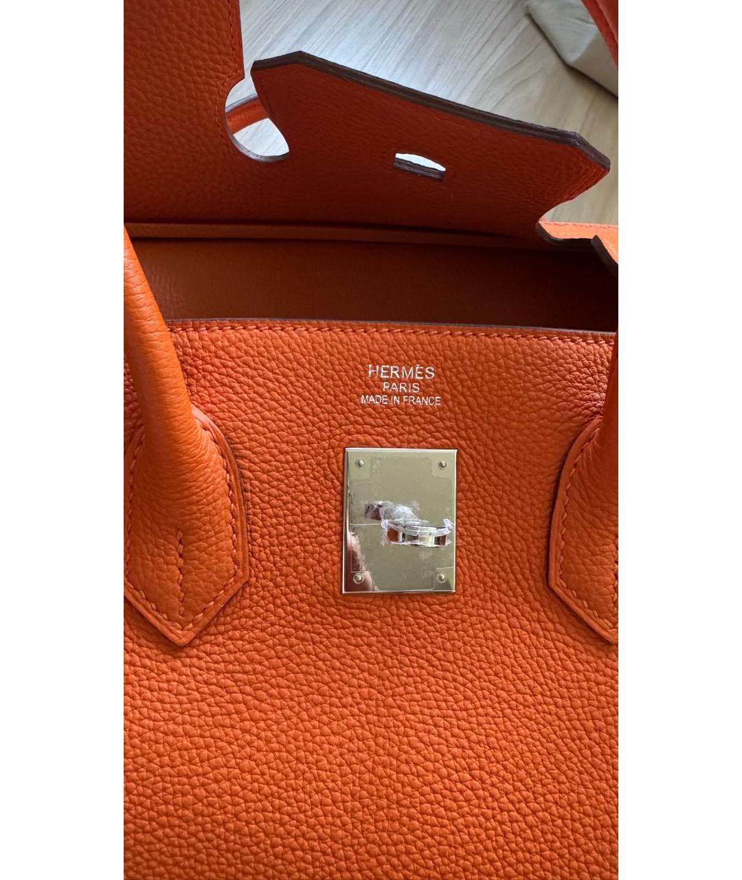 HERMES Оранжевая кожаная сумка тоут, фото 7