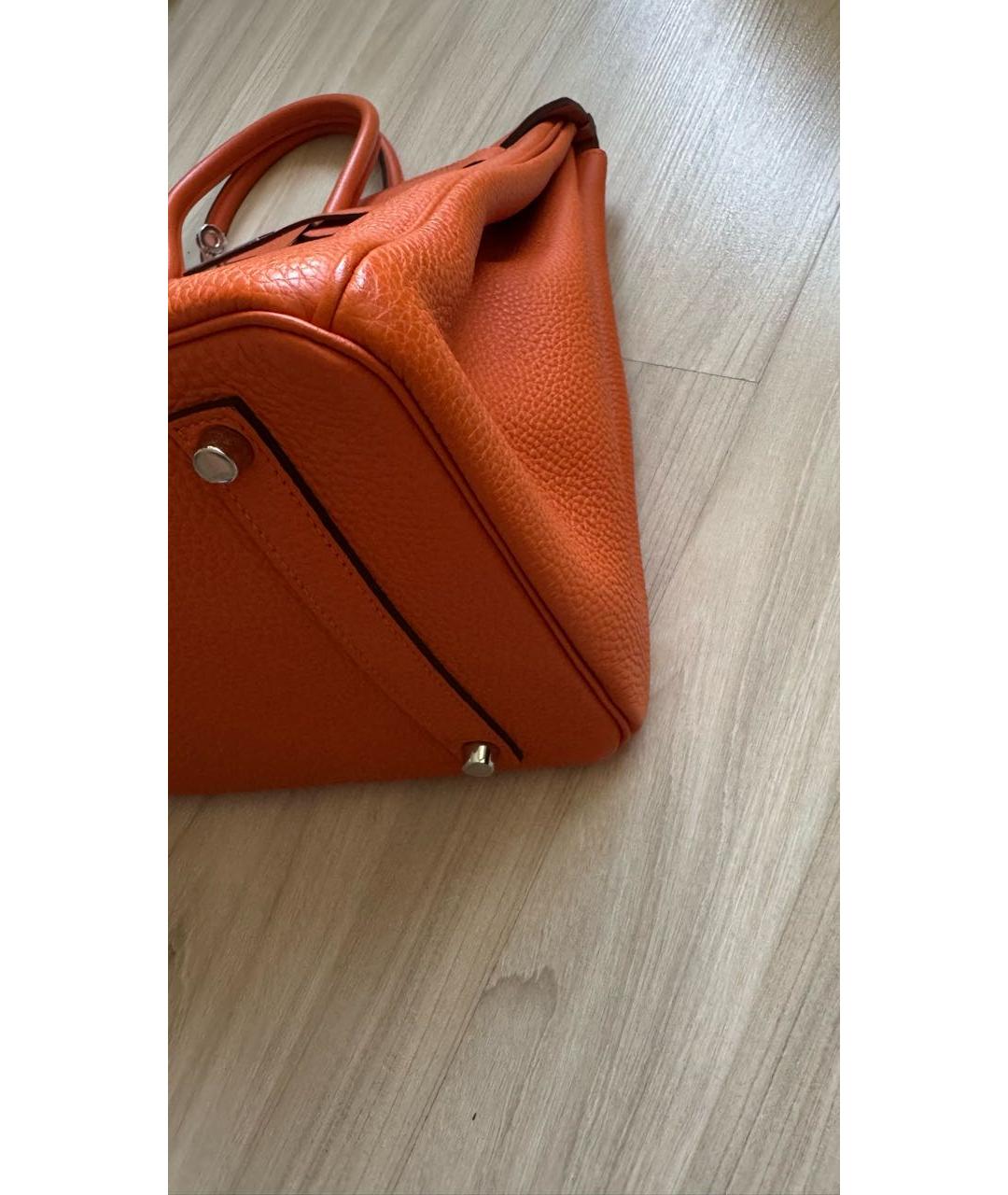 HERMES Оранжевая кожаная сумка тоут, фото 3