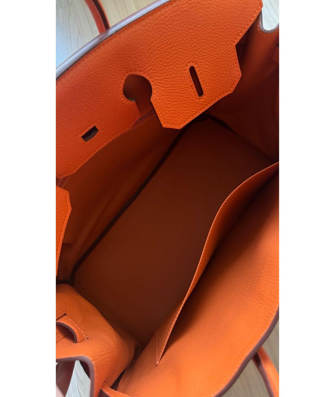 HERMES Оранжевая кожаная сумка тоут, фото 6
