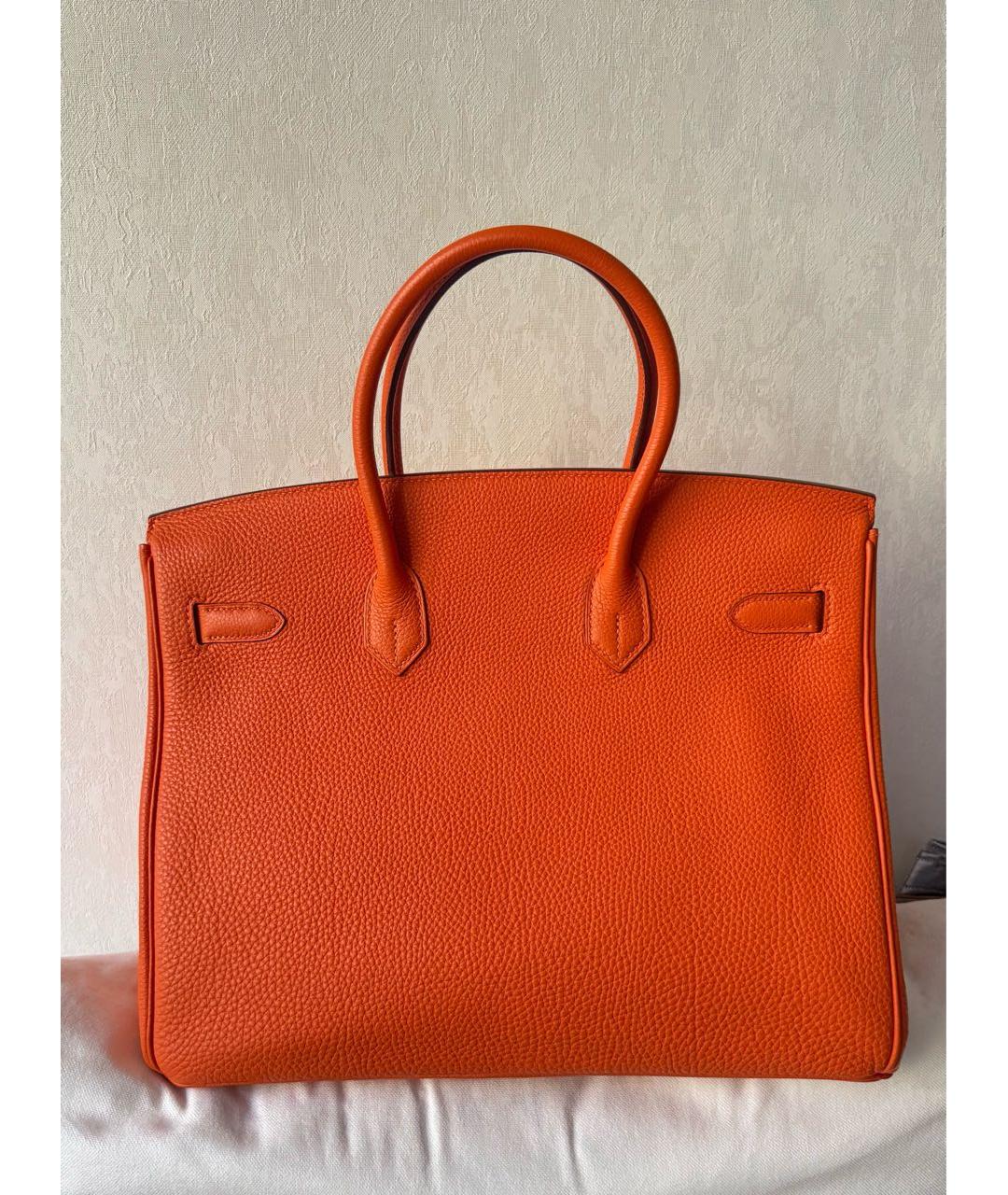 HERMES Оранжевая кожаная сумка тоут, фото 2