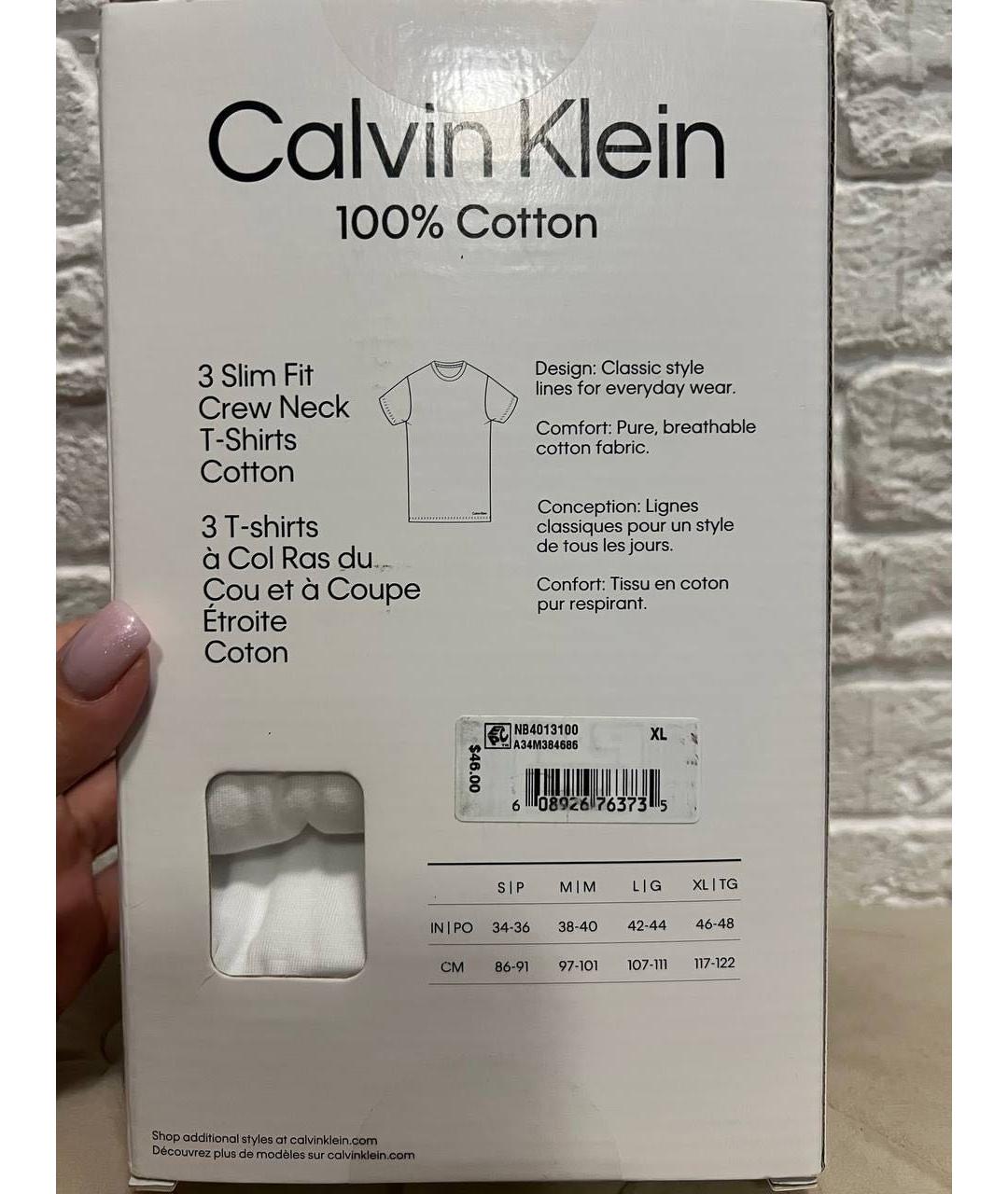 CALVIN KLEIN Белая хлопковая футболка, фото 3