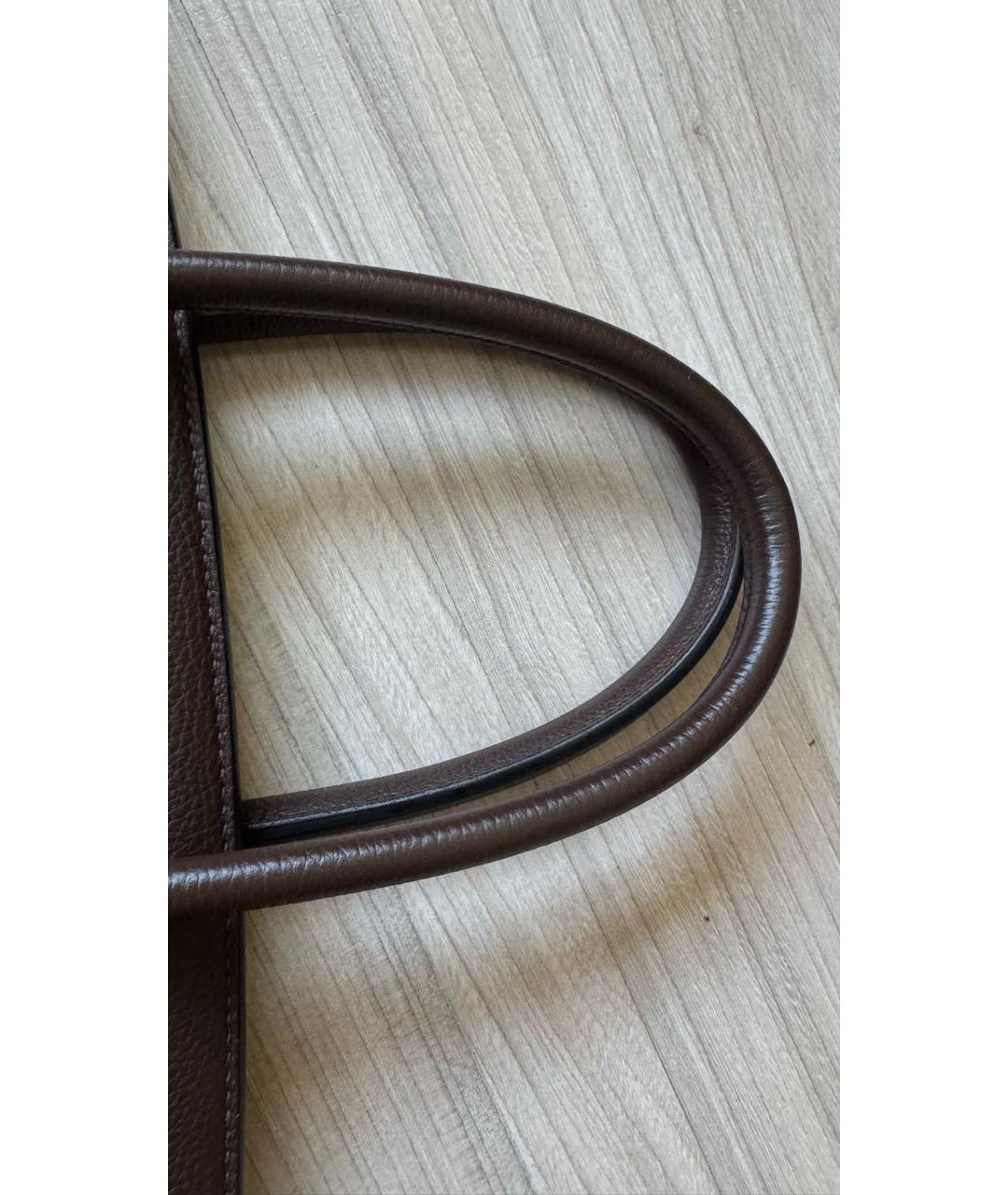 HERMES Коричневая кожаная сумка тоут, фото 8