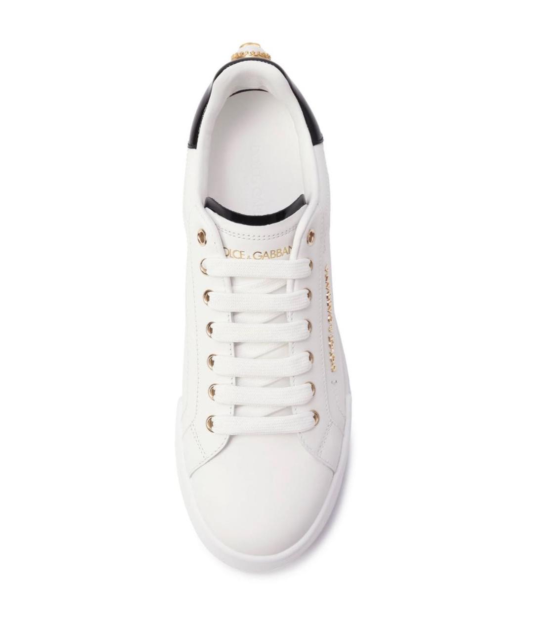 DOLCE&GABBANA Белые кожаные кеды, фото 3
