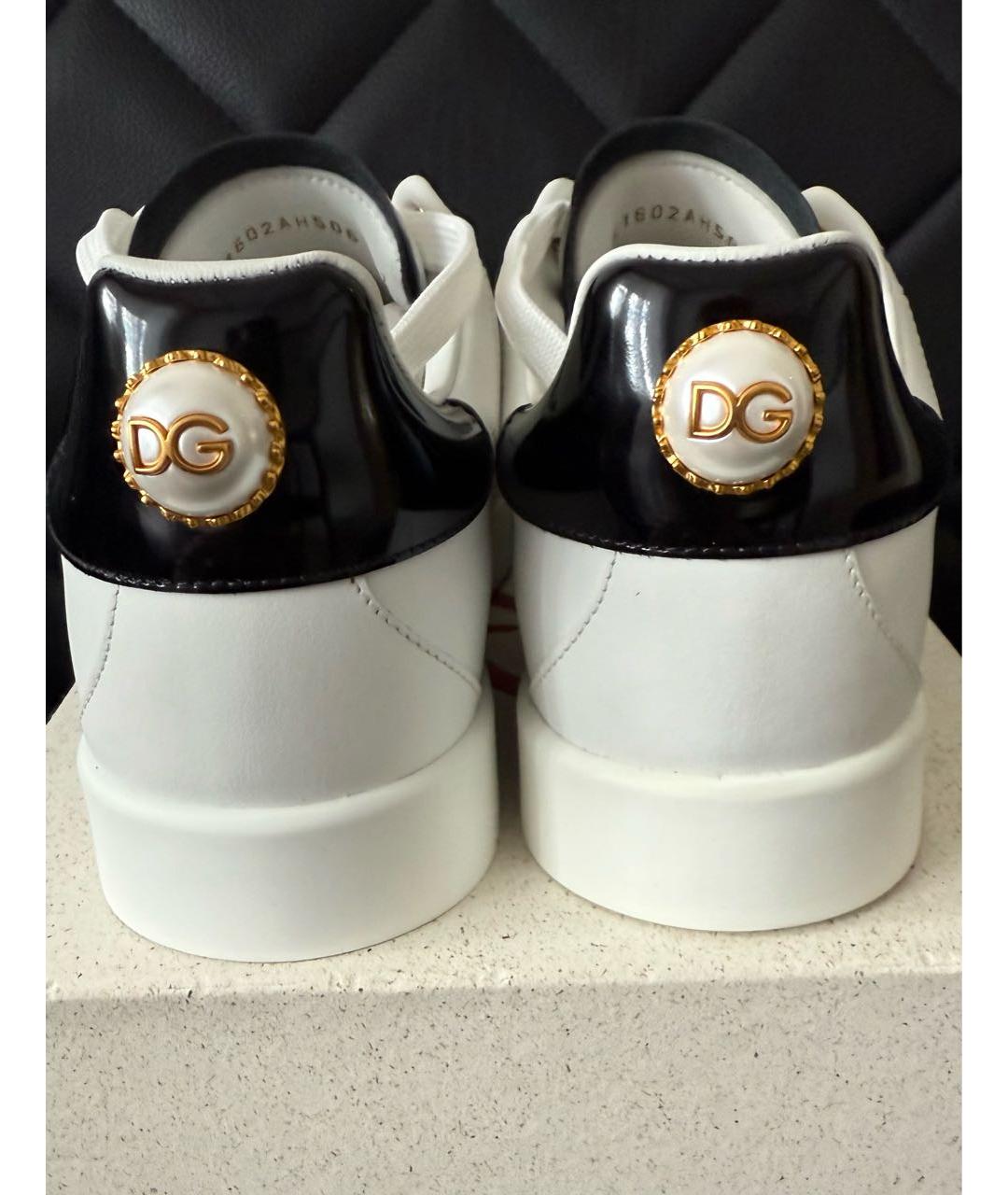 DOLCE&GABBANA Белые кожаные кеды, фото 5