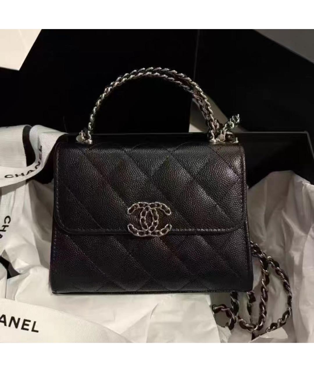 CHANEL Черная кожаная сумка с короткими ручками, фото 2