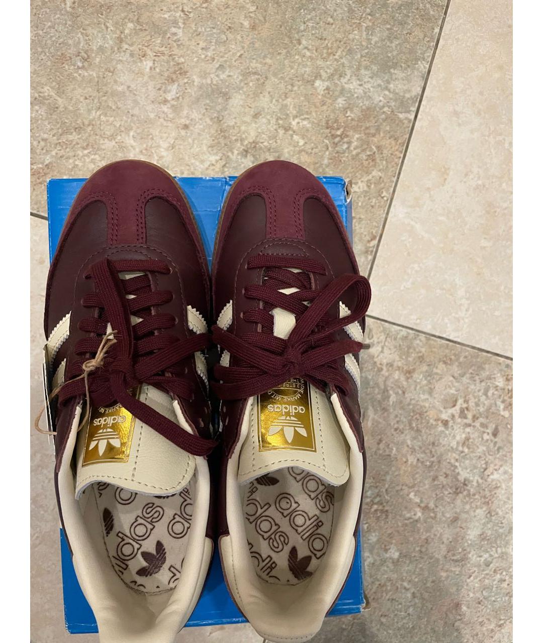 ADIDAS Бордовые кожаные кроссовки, фото 3