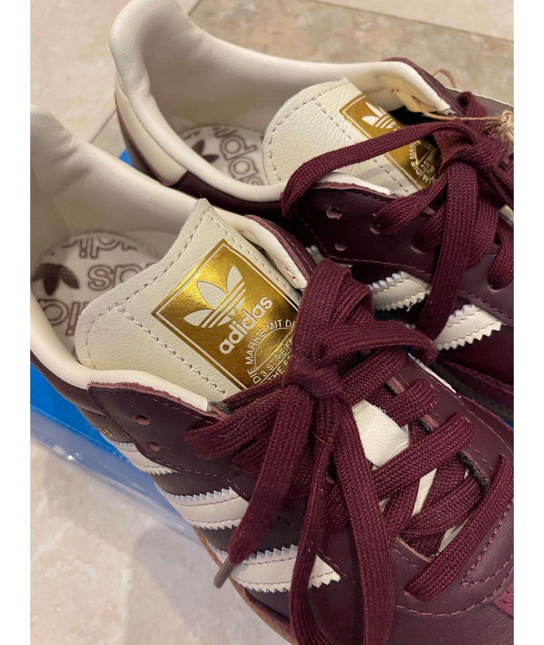 ADIDAS Бордовые кожаные кроссовки, фото 6