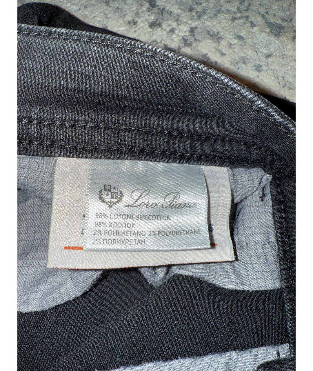 LORO PIANA Черные хлопко-полиэстеровые прямые джинсы, фото 4