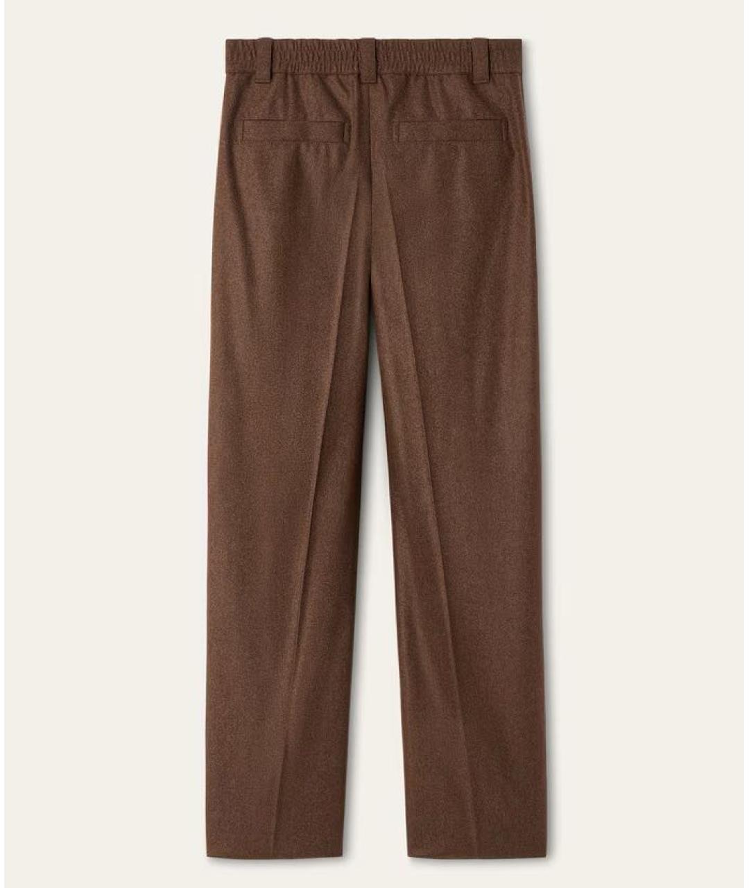 LORO PIANA Коричневые шерстяные классические брюки, фото 2