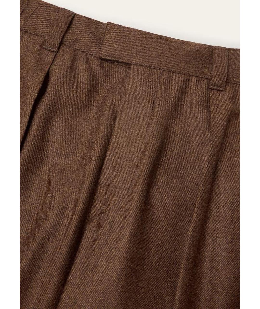 LORO PIANA Коричневые шерстяные классические брюки, фото 3