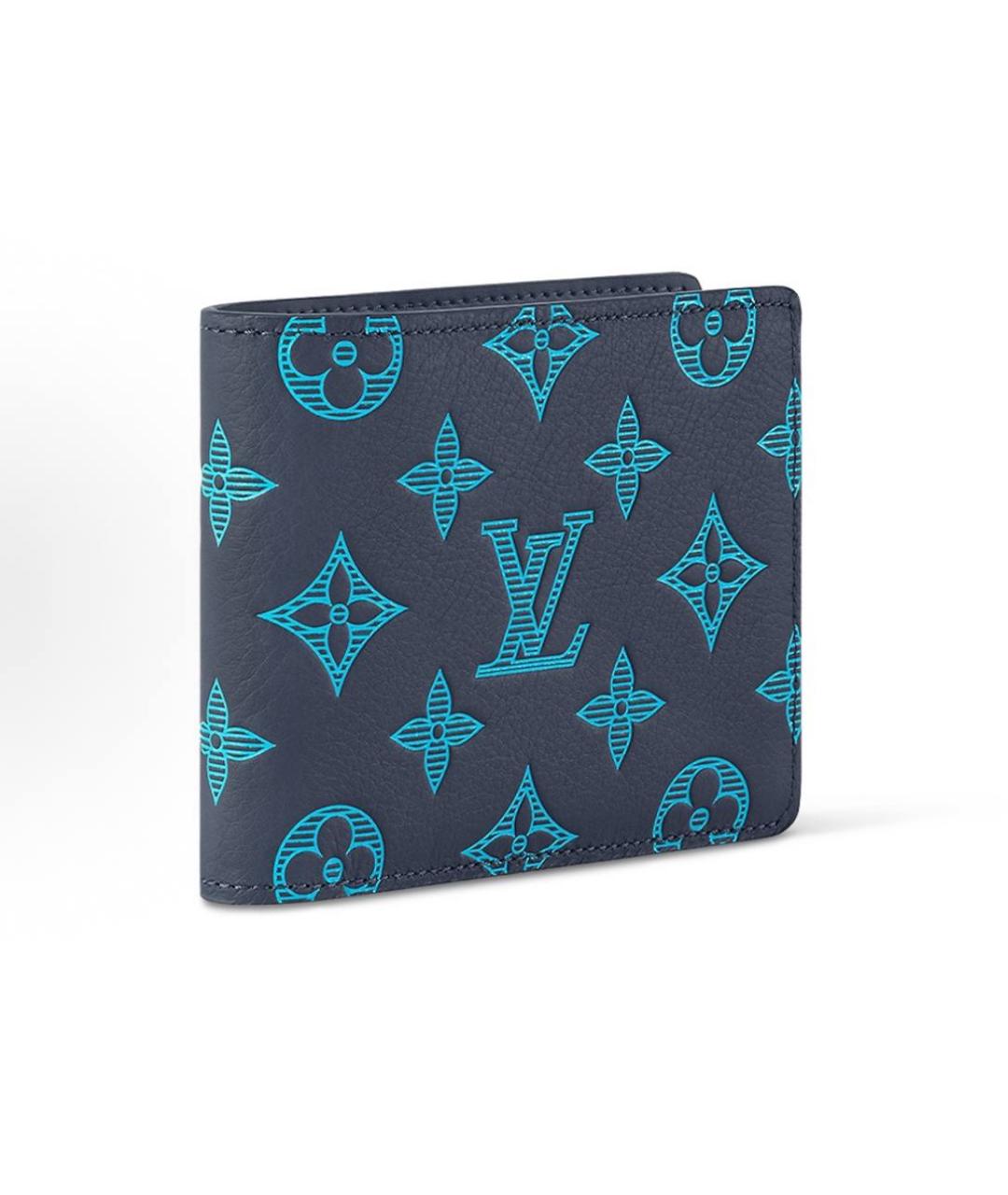 LOUIS VUITTON Голубой кожаный кошелек, фото 4