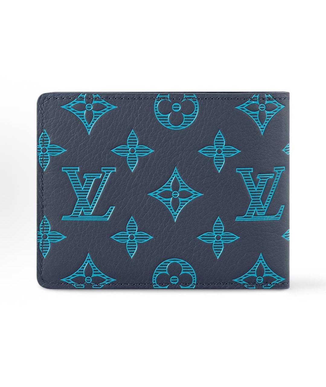 LOUIS VUITTON Голубой кожаный кошелек, фото 2