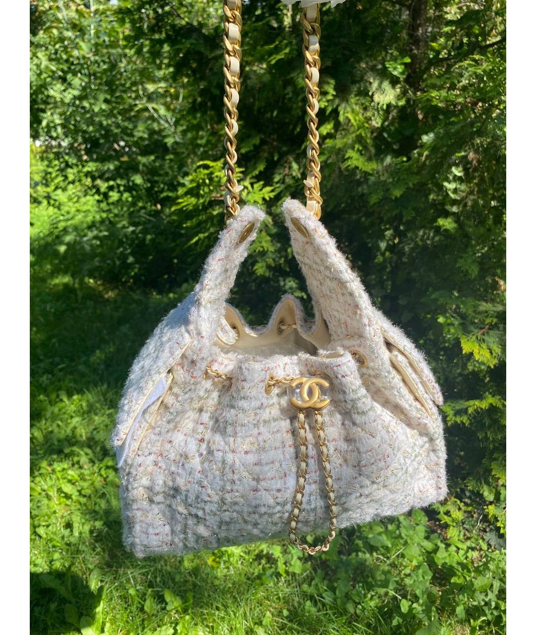 CHANEL Бежевая твидовая сумка тоут, фото 5