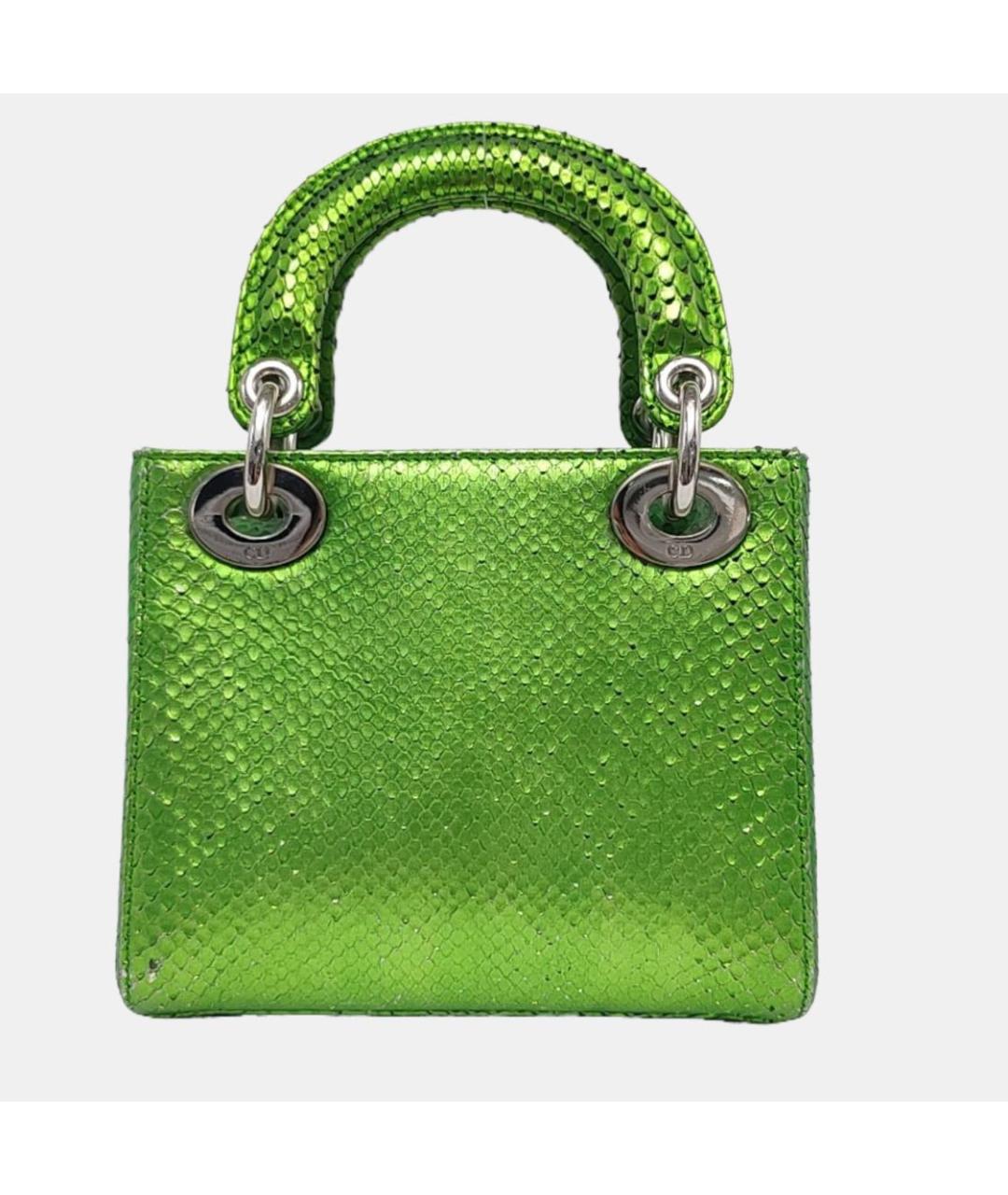 CHRISTIAN DIOR Зеленая сумка с короткими ручками из экзотической кожи, фото 4