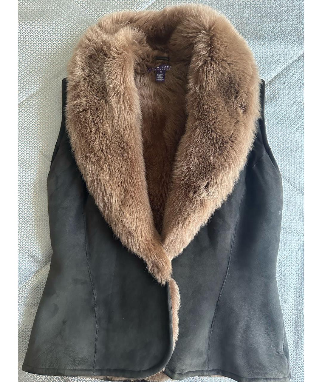RALPH LAUREN Коричневый меховой жилет, фото 2