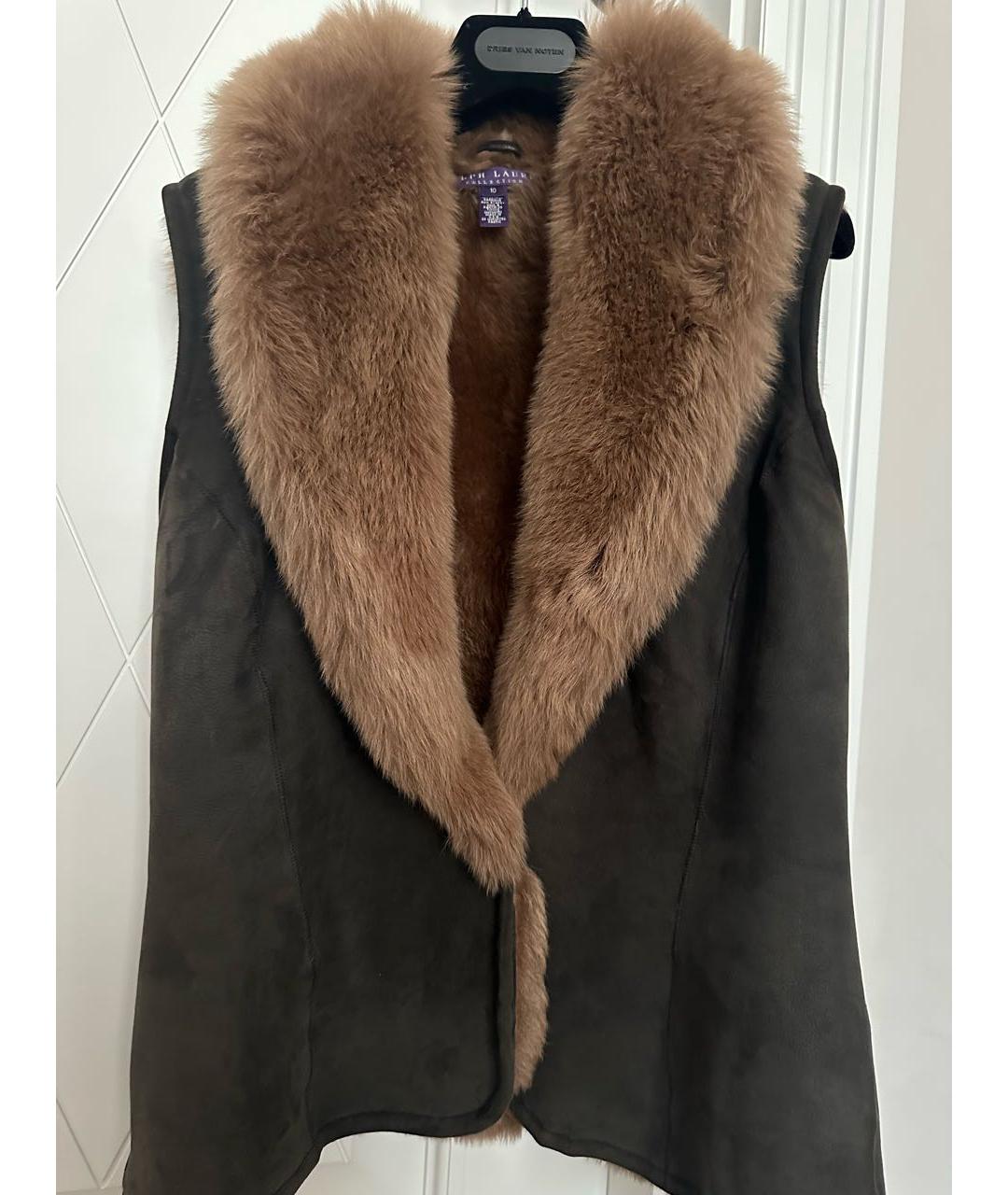 RALPH LAUREN Коричневый меховой жилет, фото 8