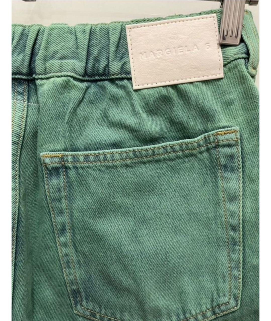 MM6 MAISON MARGIELA Зеленые хлопковые прямые джинсы, фото 4