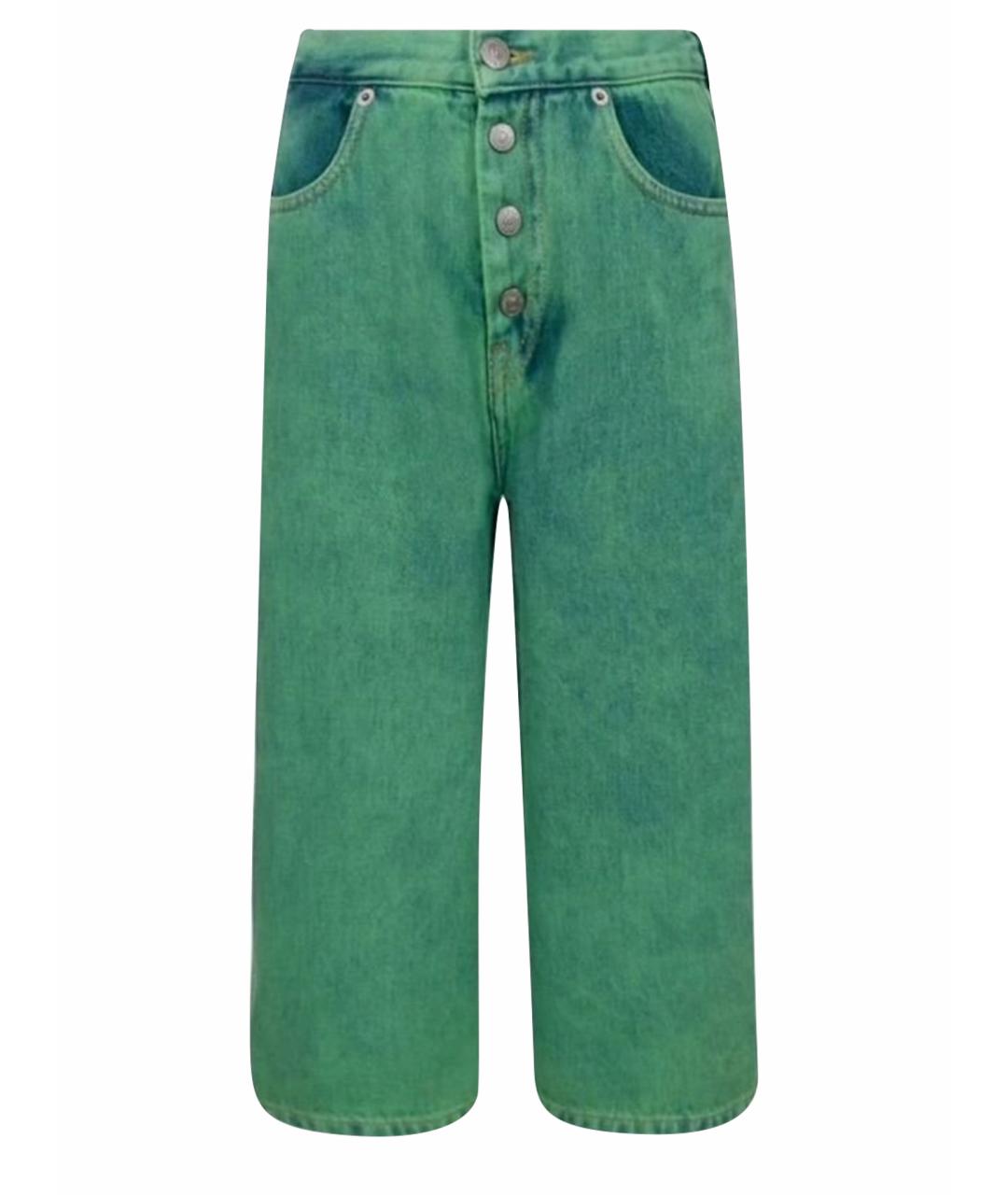 MM6 MAISON MARGIELA Зеленые хлопковые прямые джинсы, фото 1