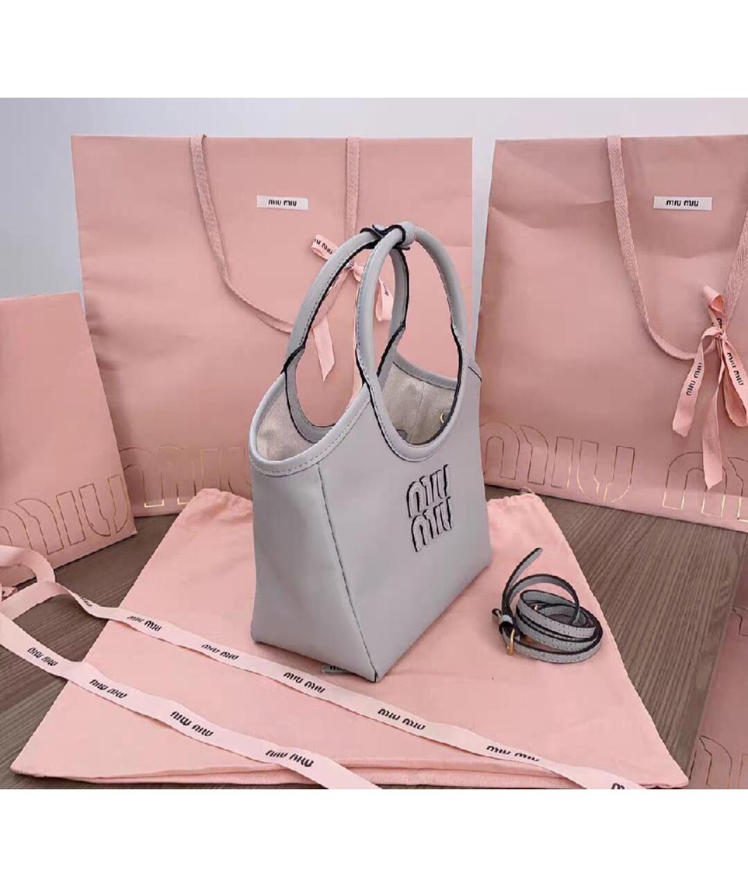 MIU MIU Голубая кожаная сумка тоут, фото 3