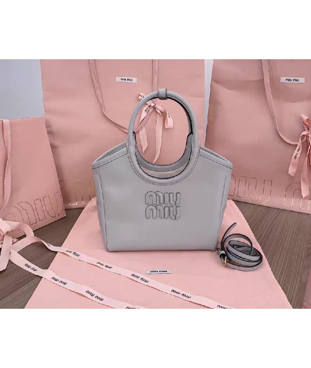 MIU MIU Голубая кожаная сумка тоут, фото 2