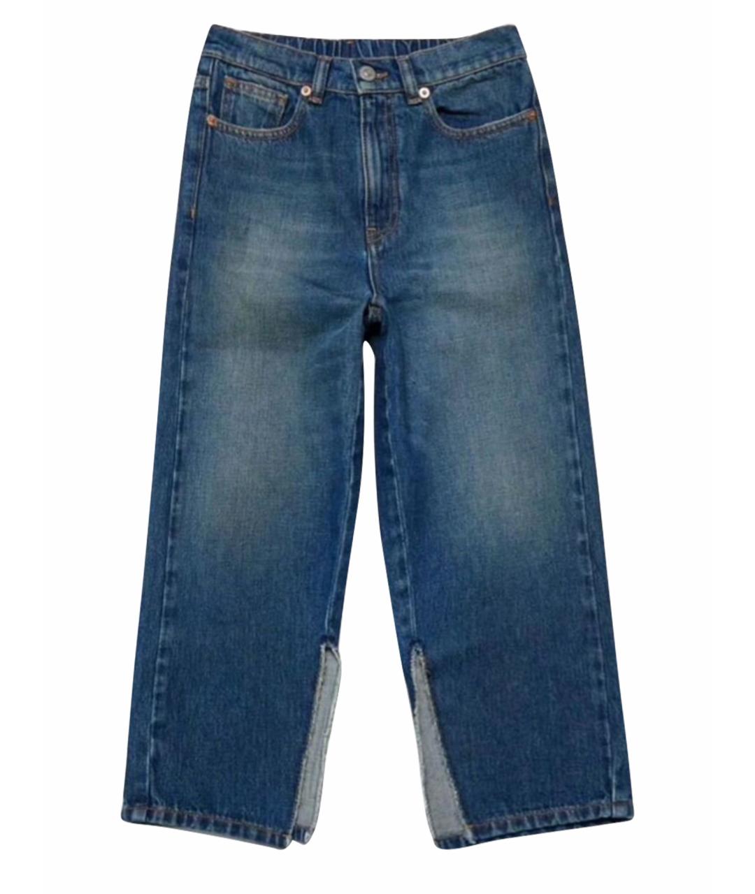 MM6 MAISON MARGIELA Синие хлопковые прямые джинсы, фото 1